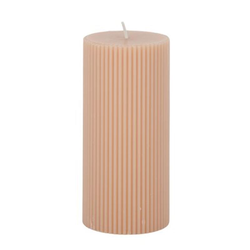 Ribbed Pillar Candle Small - Blush - Product Image
