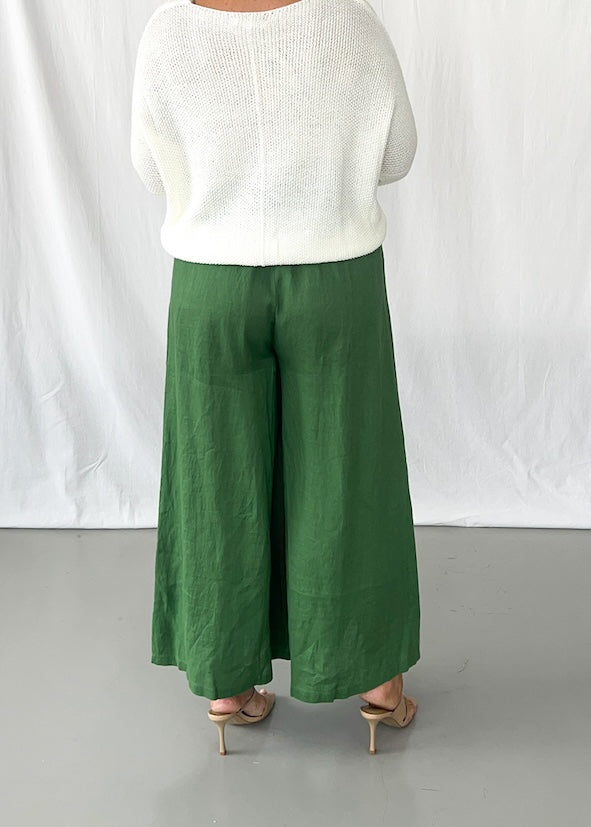 Elijah Linen Pants in Moss - Product Image
