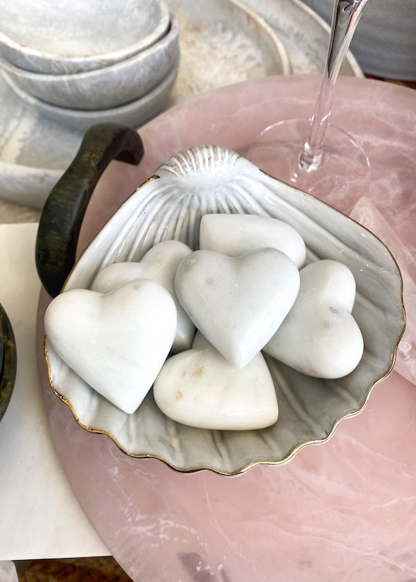 White Marble Heart - Product Image