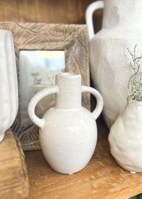 Tilda Vessel Vintage White w/Handles - Product Image
