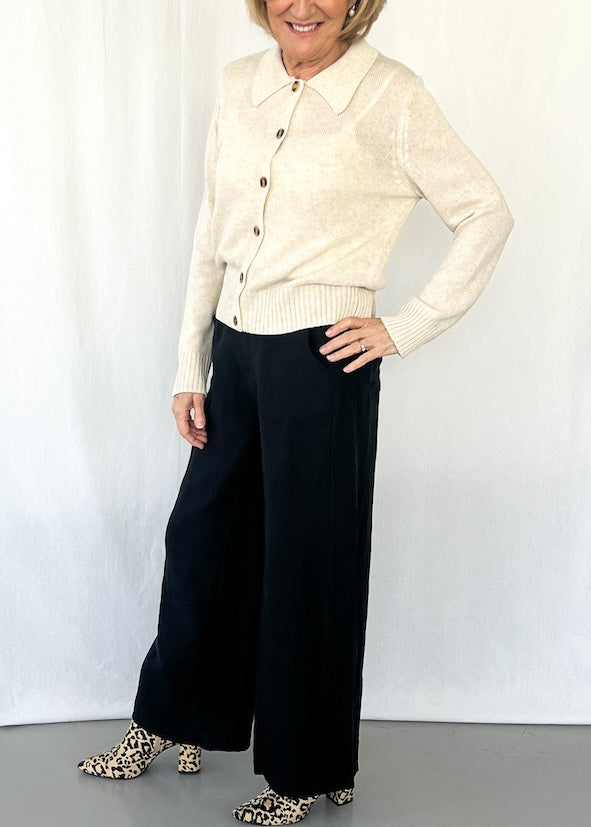 Jude Linen Pants - Black - Product Image