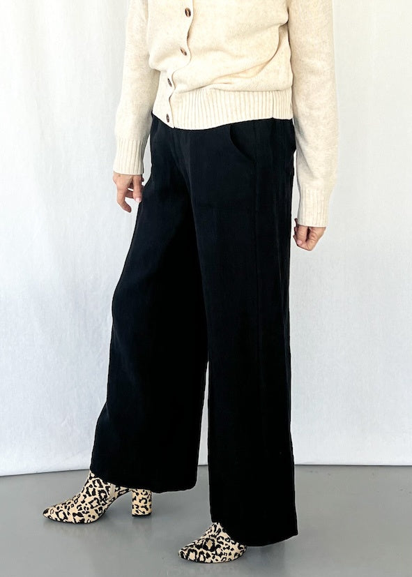 Jude Linen Pants - Black - Product Image