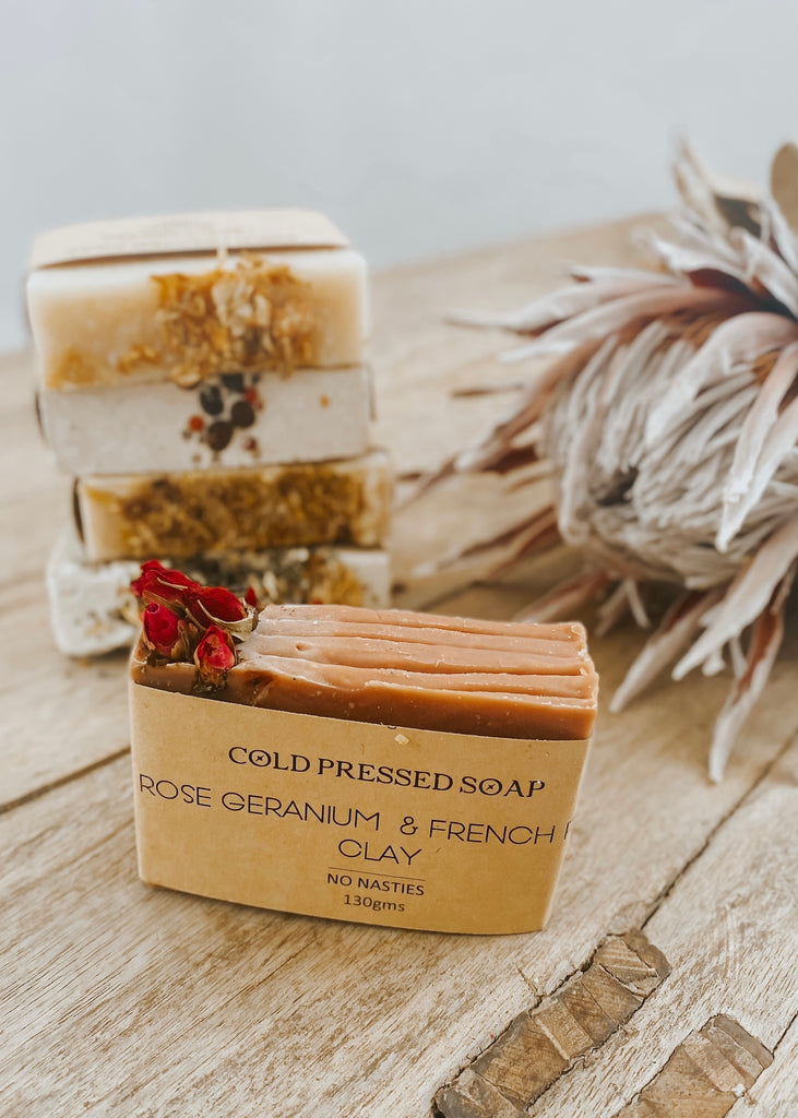 Handmade Soap Bar - Rose Geranium & Pink Clay - Product Image
