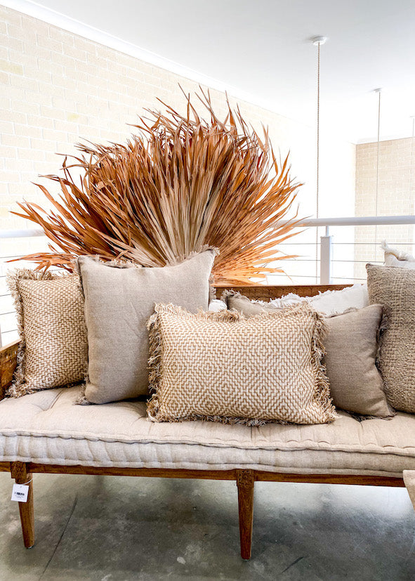 Millard Embroidery Jute Linen Cushion - Square - Product Image