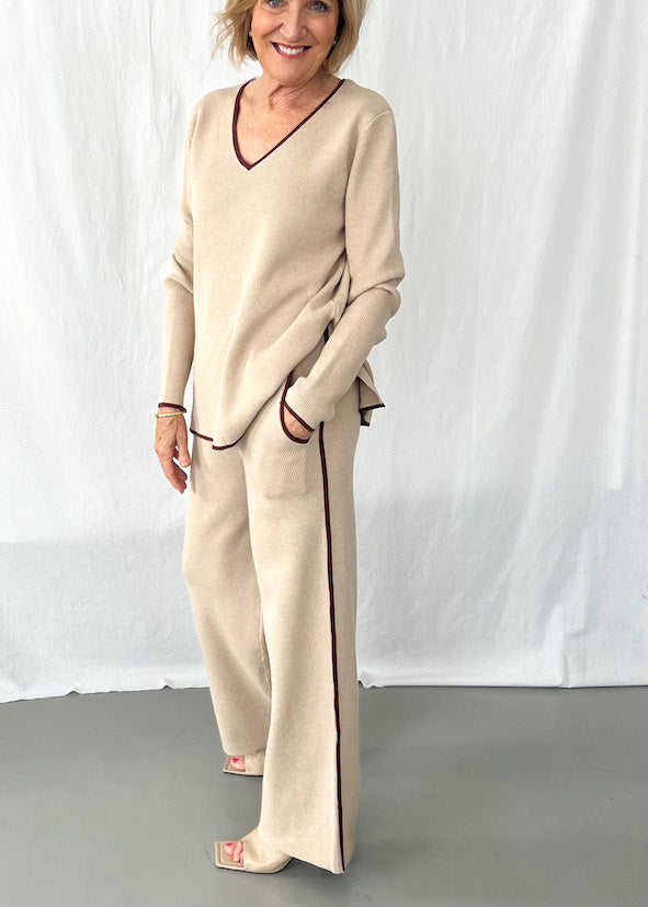 Quinn Knit Pants - Chocolate - Product Image