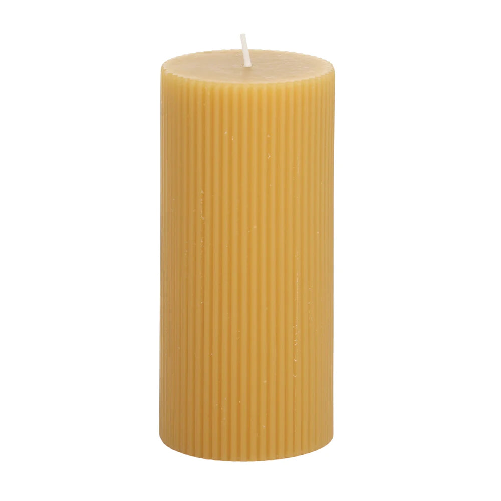 Ribbed Pillar Candle - Mustard - Product Image