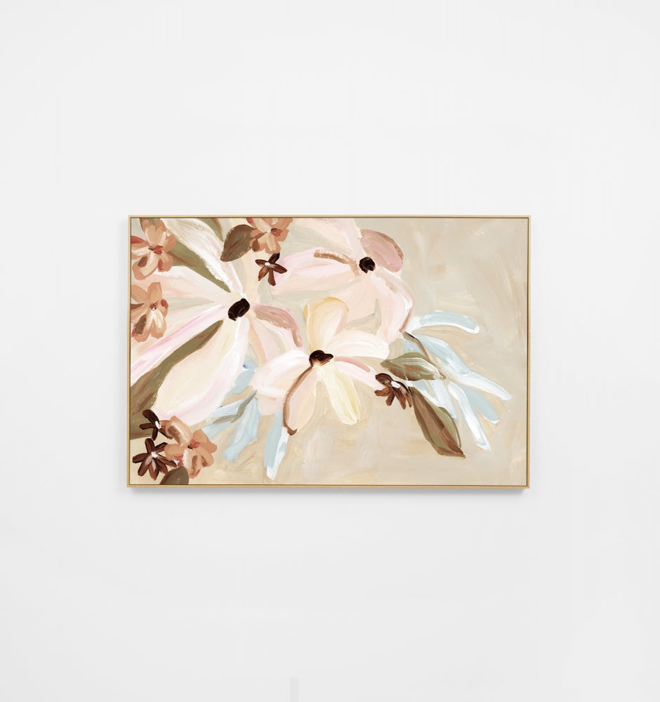 Bouquet Details Sand Framed Canvas - Product Image