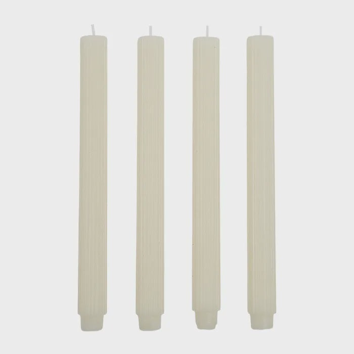 Ribbed Candles Pack of 4 - Ivory - Product Image