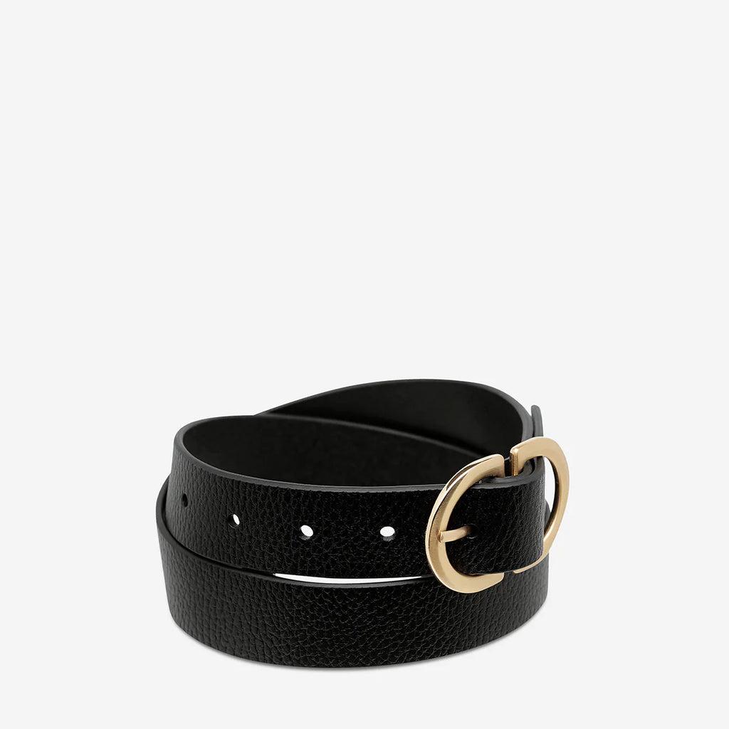 In Reverse - Black Gold Leather Belt - Product Image