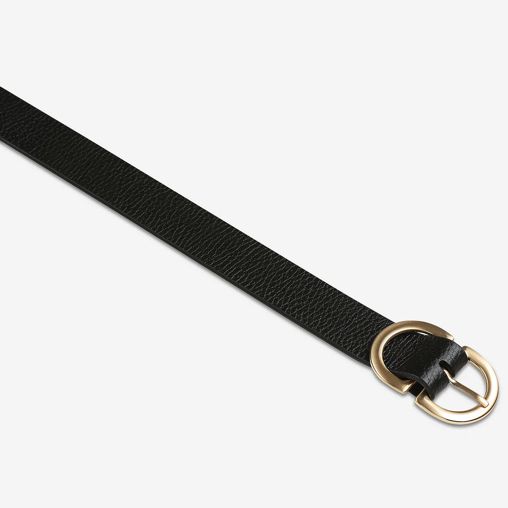 In Reverse - Black Gold Leather Belt - Product Image