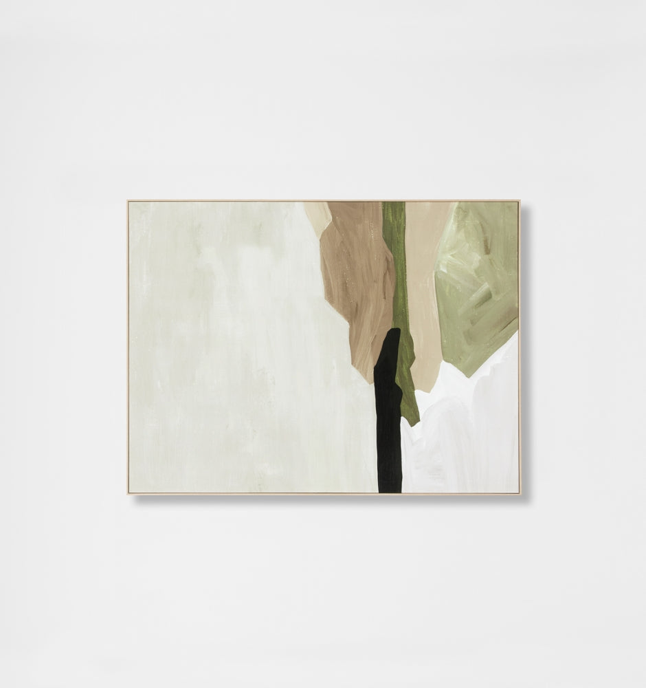 Tranquil Coastline Olive Framed Canvas - Product Image