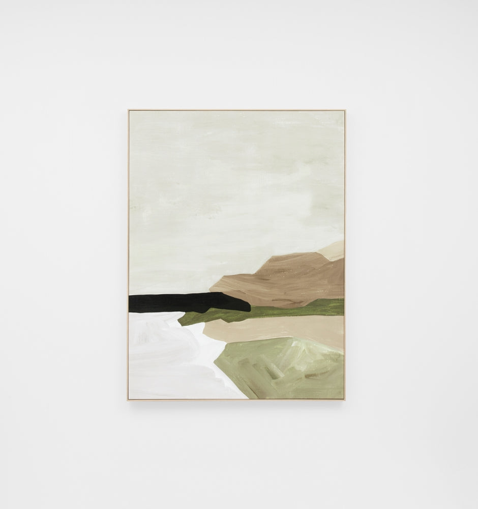 Tranquil Coastline Olive Framed Canvas - Product Image