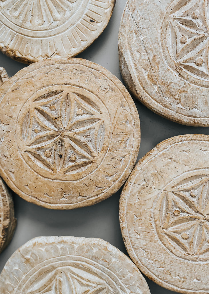 Vintage Indian Chapati Plate Carved - Product Image