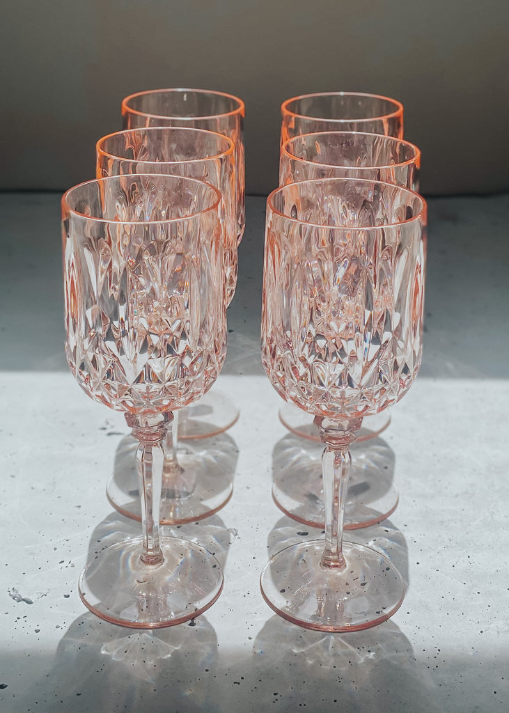 Acrylic Wine Glass Rose - Set of 6 - Product Image