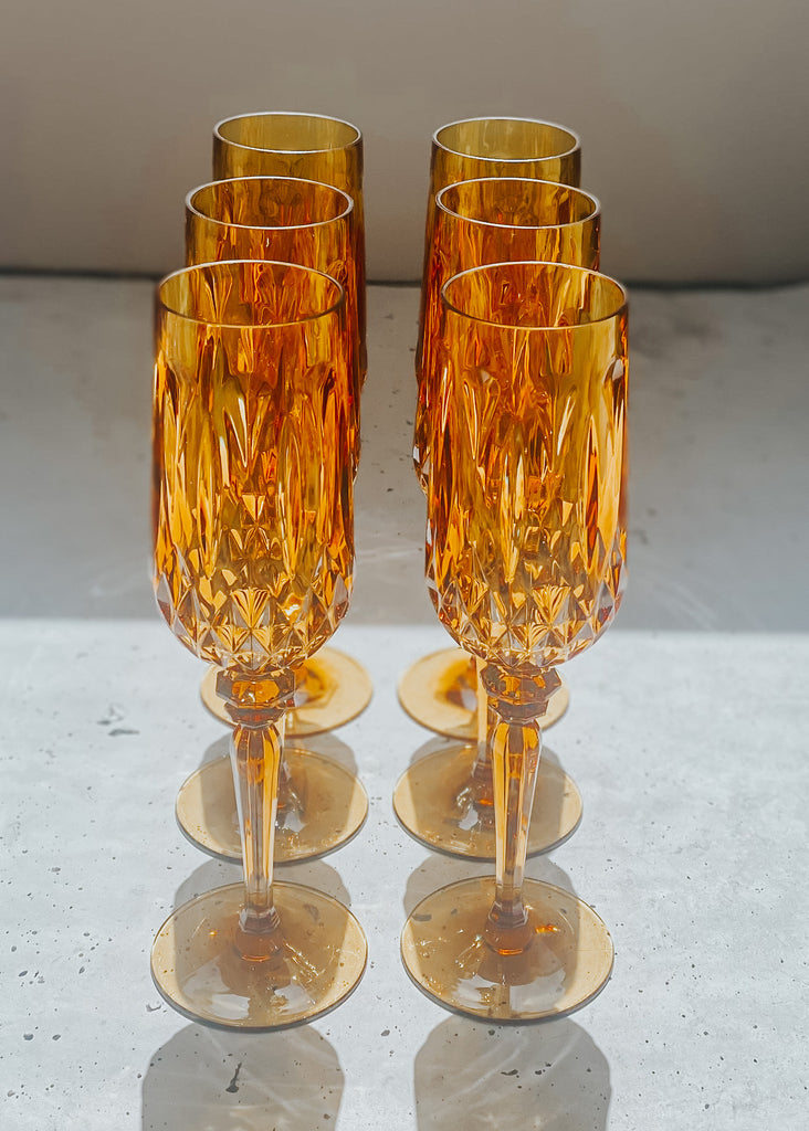 Acrylic Champagne Flute Mustard - Set of 6 - Product Image
