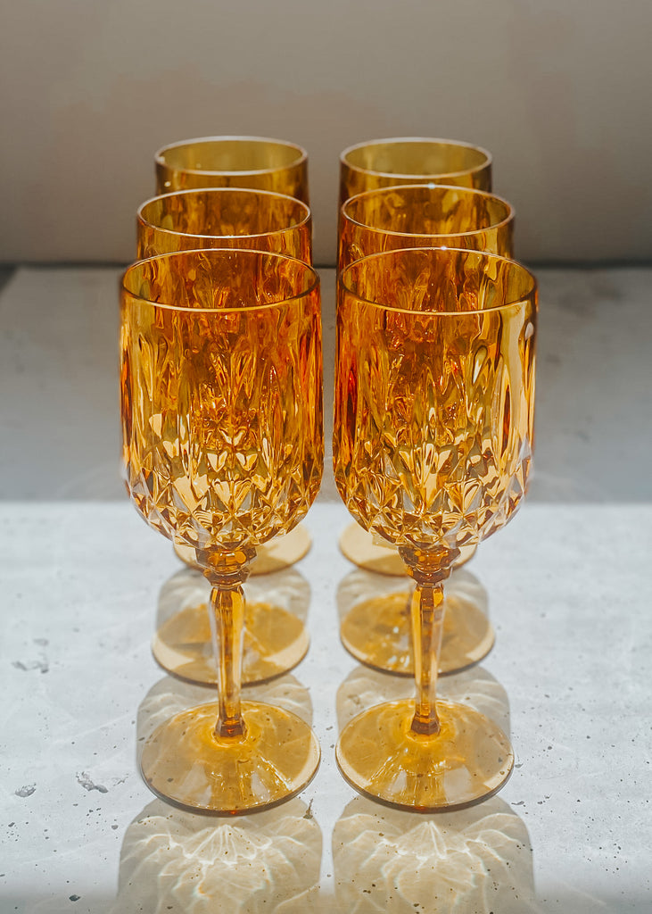 Acrylic Wine Glass Mustard - Set of 6 - Product Image