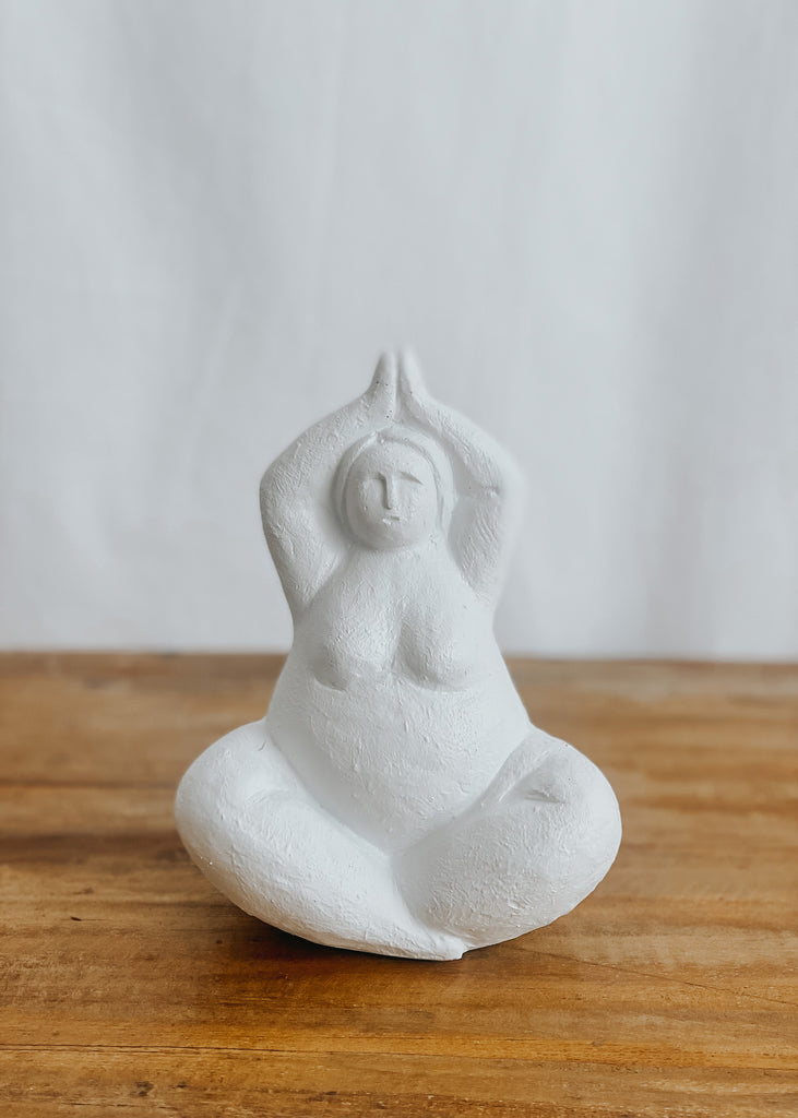 Diadonna White Yoga Sculpture - Arms Overhead - Product Image