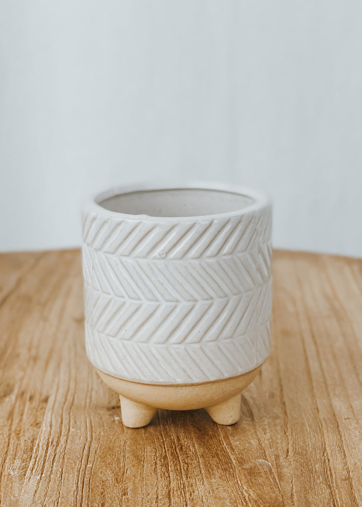 Dinn Ceramic Planter - Herringbone - Product Image