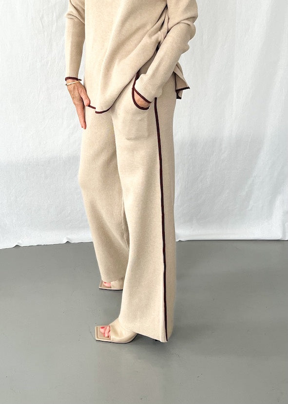 Quinn Knit Pants - Chocolate - Product Image