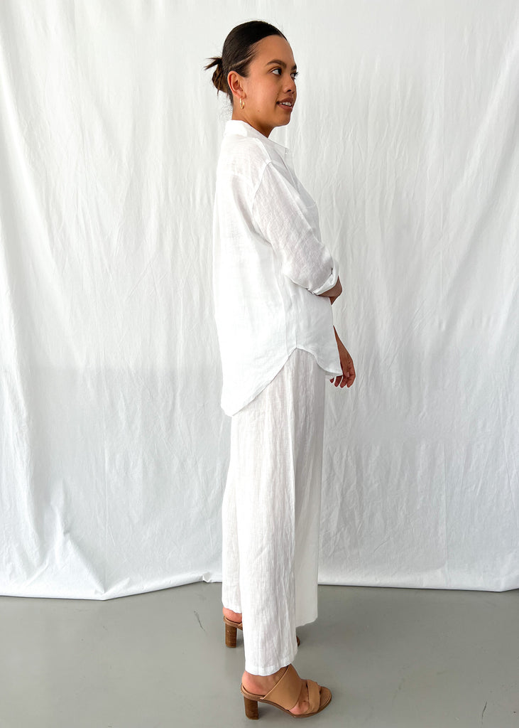 Elijah Linen Pants in White - Product Image