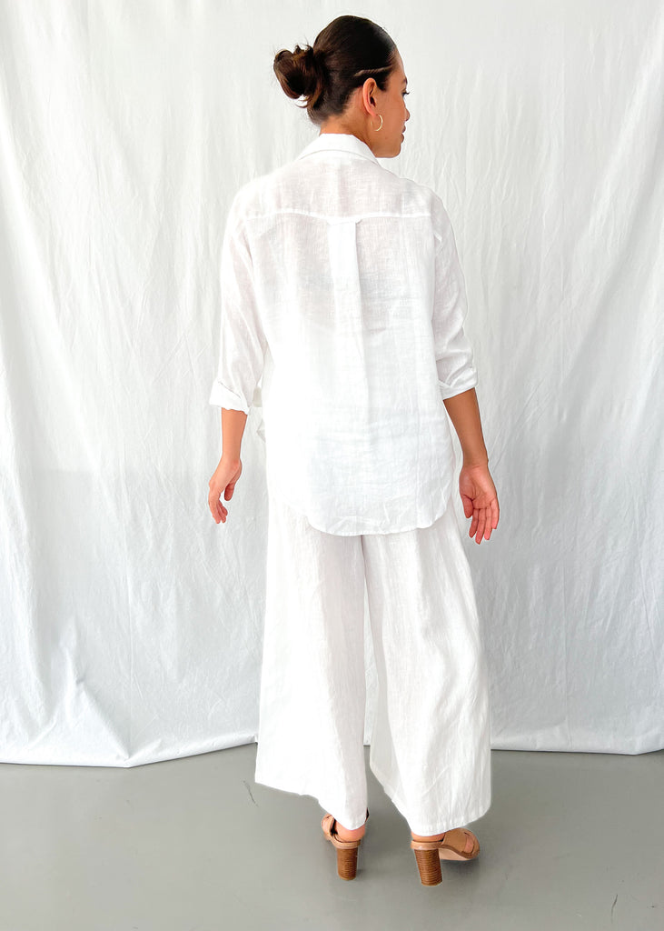 Elijah Linen Pants in White - Product Image
