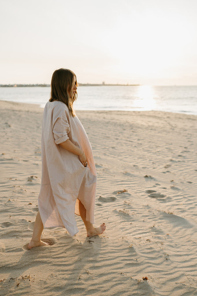 Joselin Linen Dress in Dust Storm - Product Image
