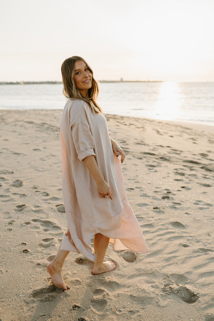 Joselin Linen Dress in Dust Storm - Product Image