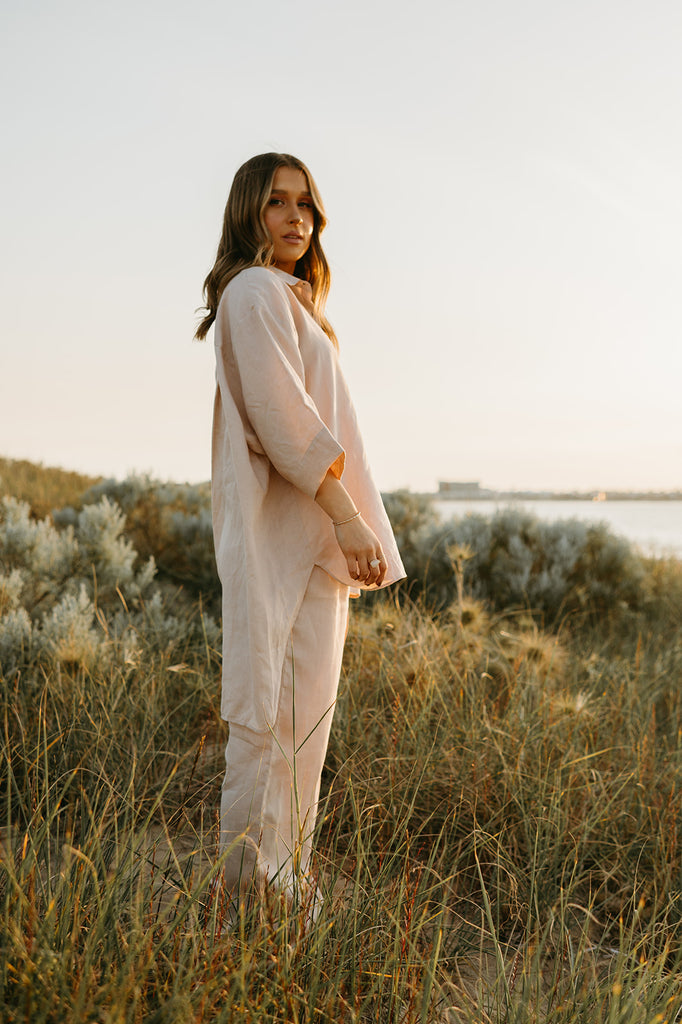Athena Linen Pants in Dust Storm - Product Image