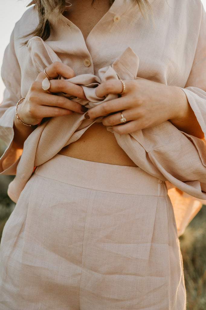 Athena Linen Pants in Dust Storm - Product Image