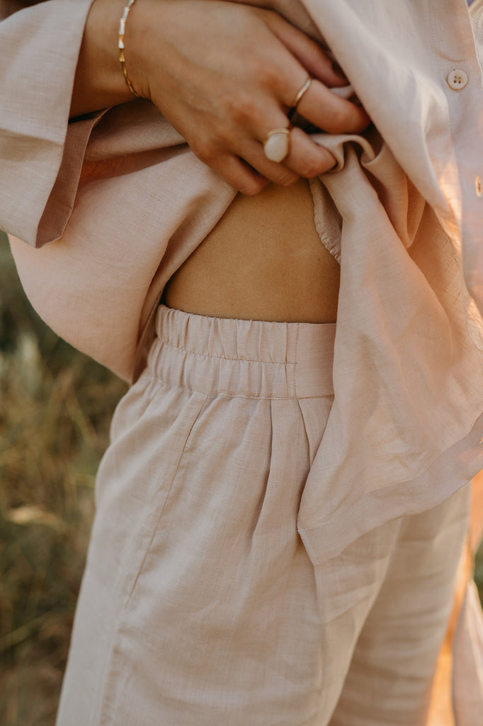 Athena Linen Pants in Dust Storm - Product Image