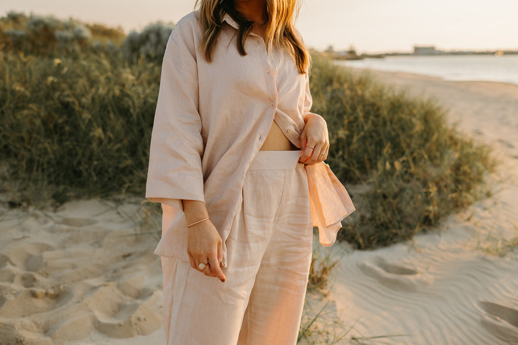 Athena Linen Pants in Dust Storm - Product Image