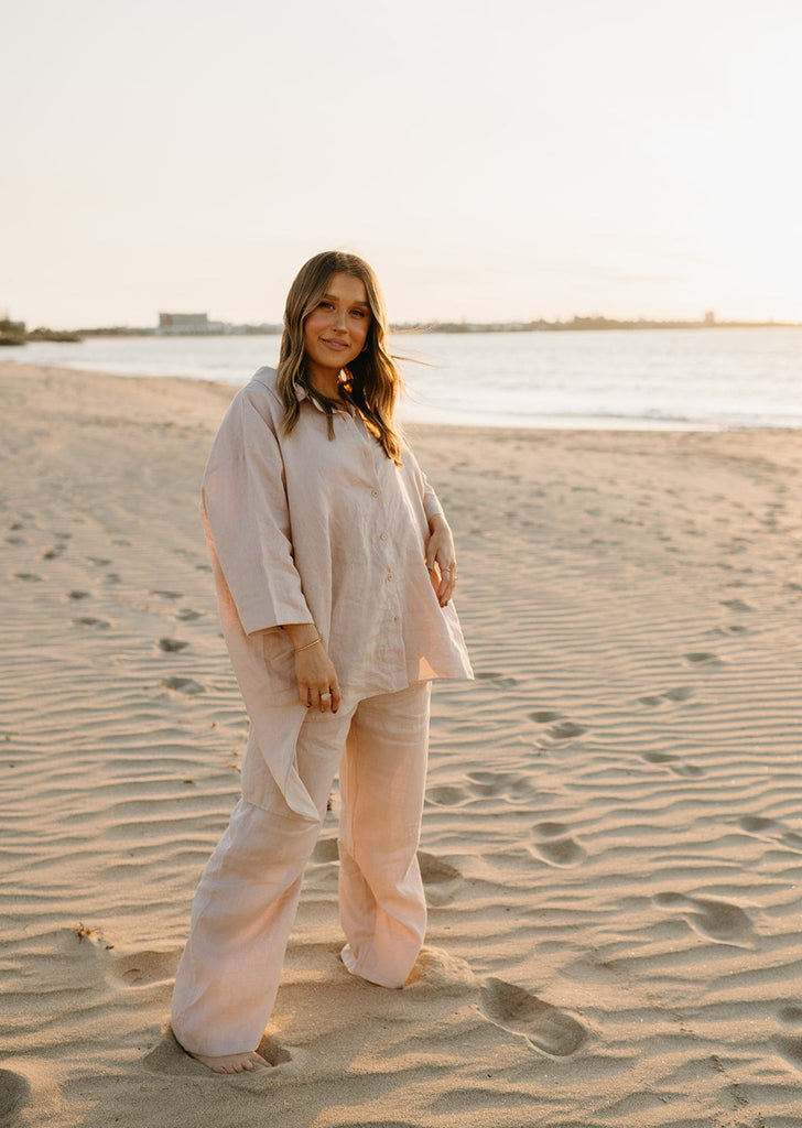 Athena Linen Pants in Dust Storm - Product Image