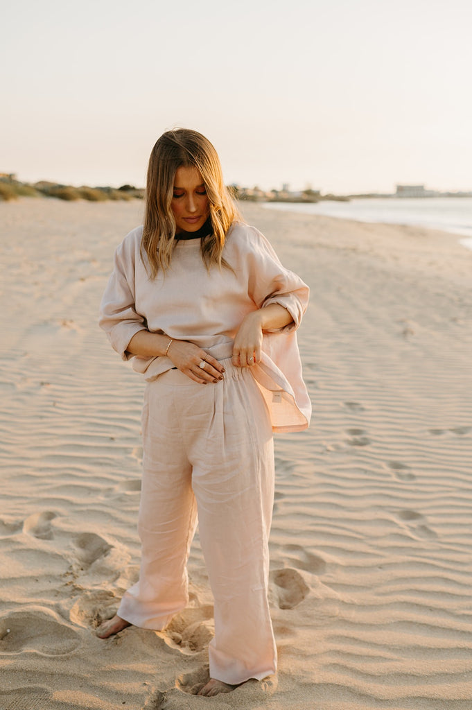 Athena Linen Pants in Dust Storm - Product Image