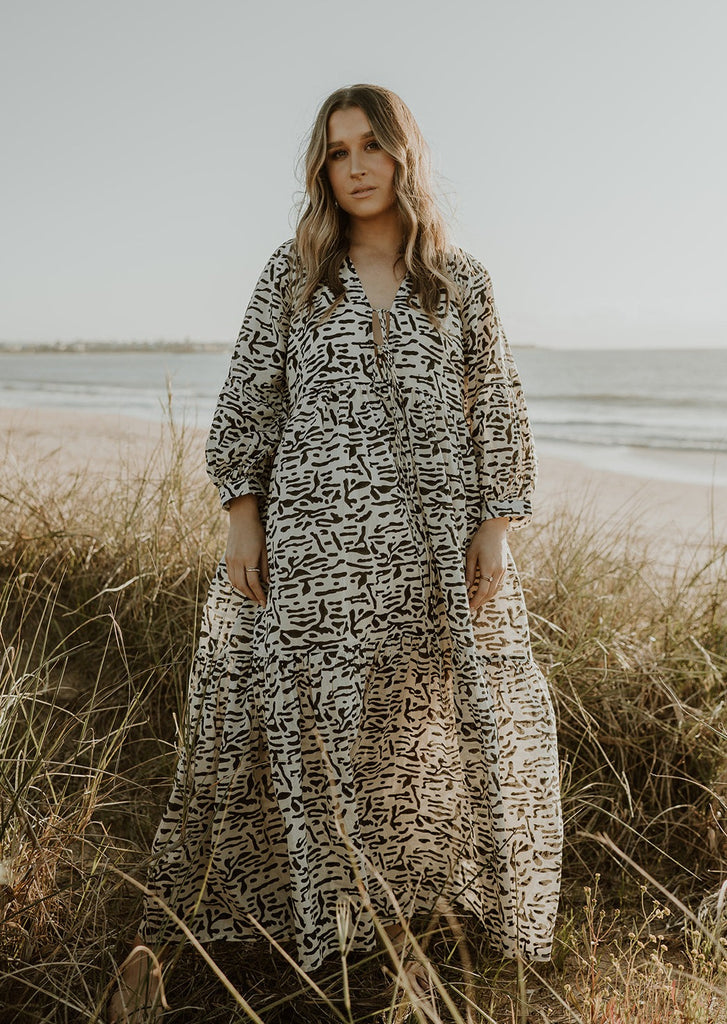 Sundar Block Printed Cotton Maxi Dress - Product Image