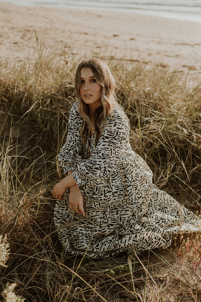 Sundar Block Printed Cotton Maxi Dress - Product Image