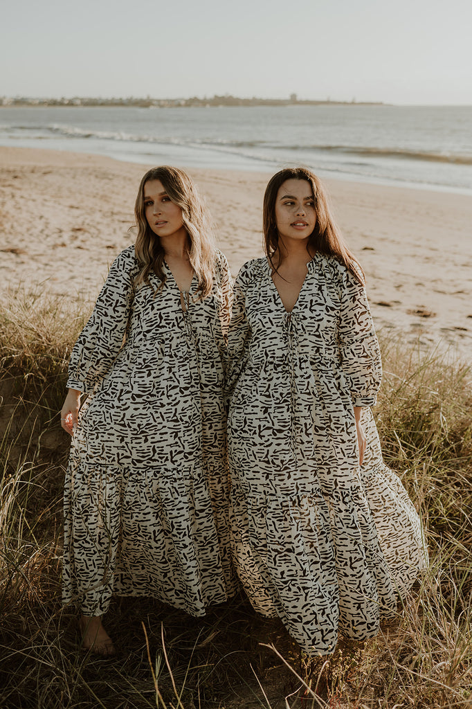 Sundar Block Printed Cotton Maxi Dress - Product Image