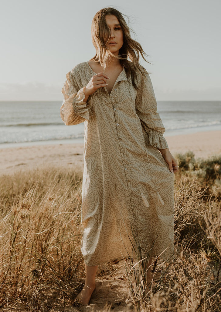Moksha Block Printed Cotton Maxi Dress - Product Image