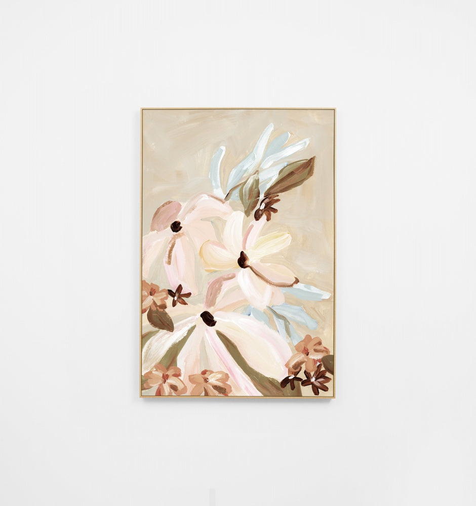 Bouquet Details Sand Framed Canvas - Product Image